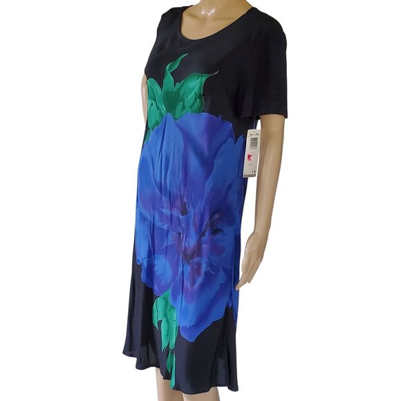 Vintage JEFFREY & DARA Hawaiian Tropical Shift Dress Women's 14 Floral Rayon USA - Picture 5 of 12